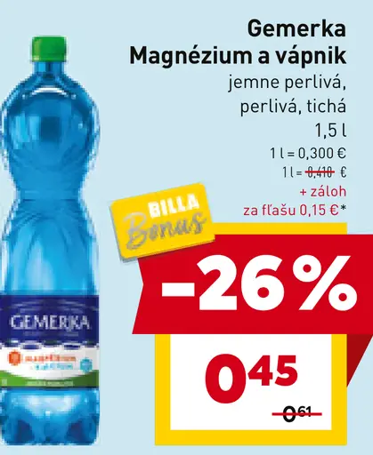 Gemerka Magnezium a vápnik minerálna voda