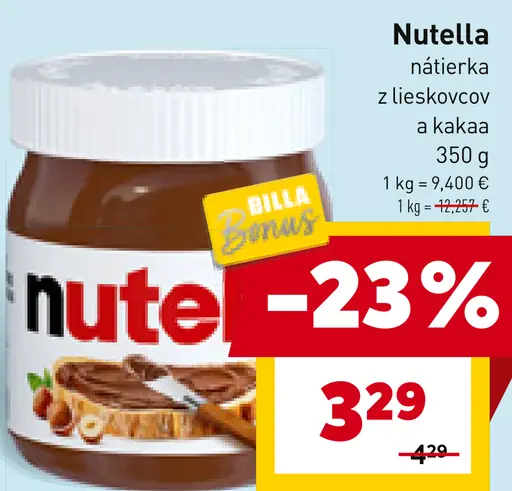 Nutella Nátierka z lieskovcov a kakaa