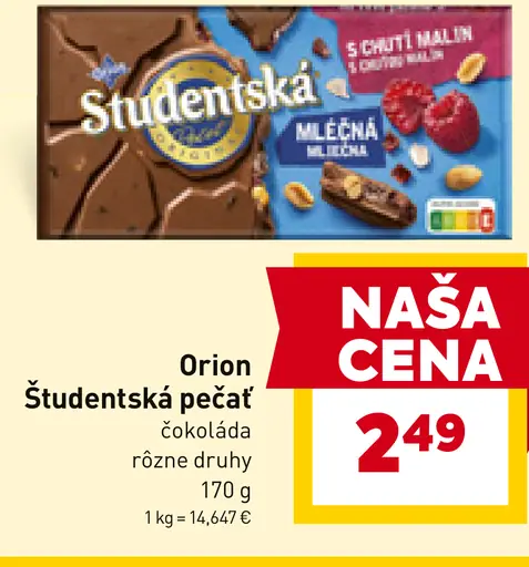 Orion čokoláda Študentská pečať