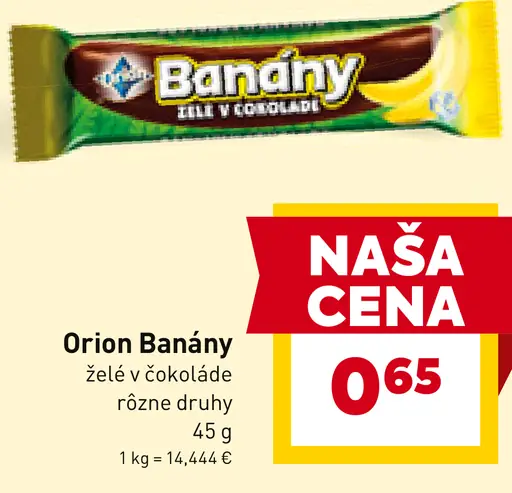 Orion Banány XXL želé v čokoláde
