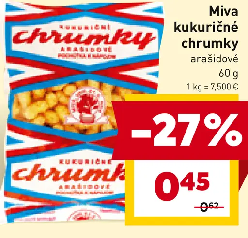 Miva kukuričné chrumky arašídové