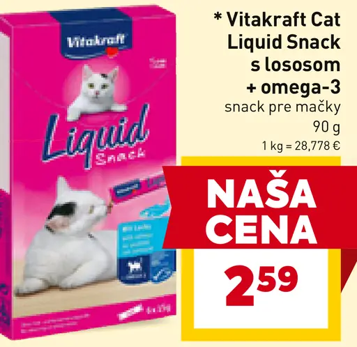 Vitakraft Cat Liquid Snack s lososom a omega-3 pre mačky