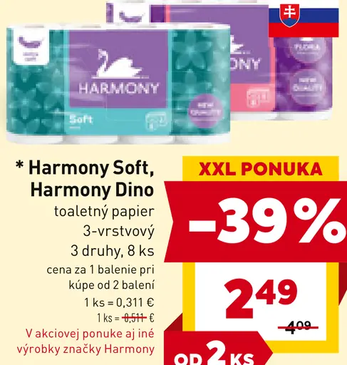 Harmony Soft 3-vrstvový toaletný papier