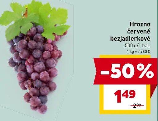 Hrozno červené bezjadierkové