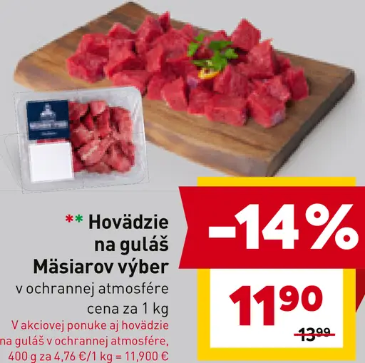 Hovädzie na guláš Mäsiarov výber
