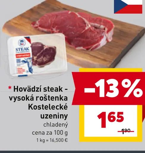 Hovädzí steak - vysoká roštenka Kostelecké uzeniny