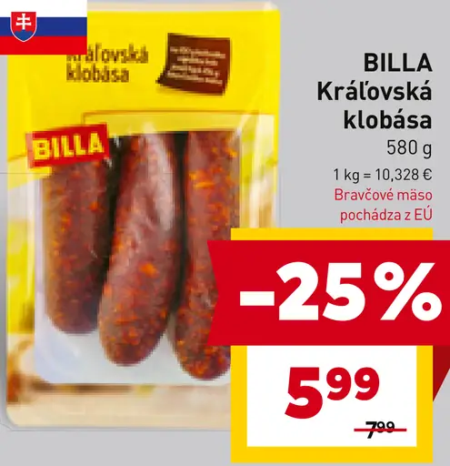 BILLA Kráľovská klobása