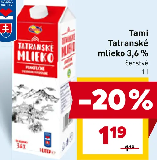 Tami Tatranské mlieko polotučné