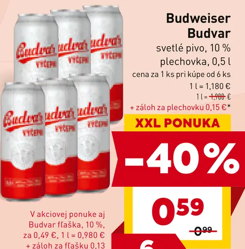 Budweiser Budvar svetlé pivo plechovka