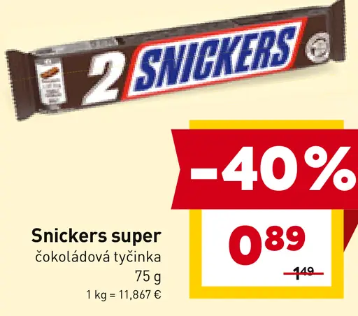 Snickers Super čokoládová tyčinka