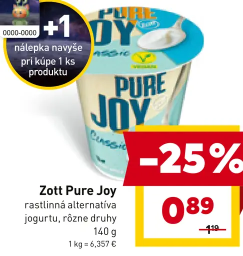 Zott Pure Joy rastlinná alternatíva jogurtu