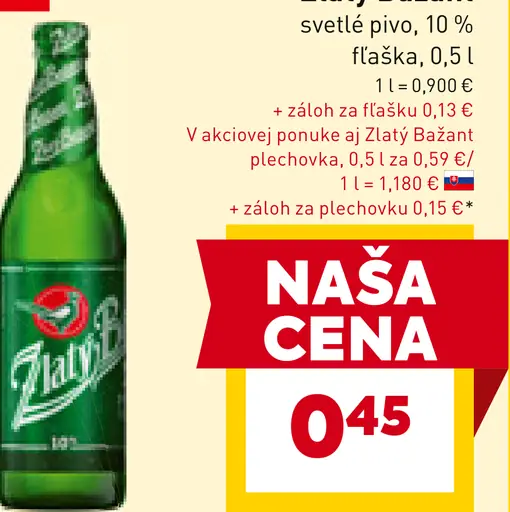Zlatý Bažant '73 pivo svetlý ležiak