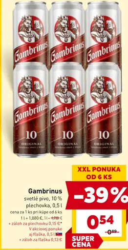 Gambrinus svetlé pivo plechovka