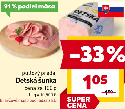 Detská Šunka pultový predaj