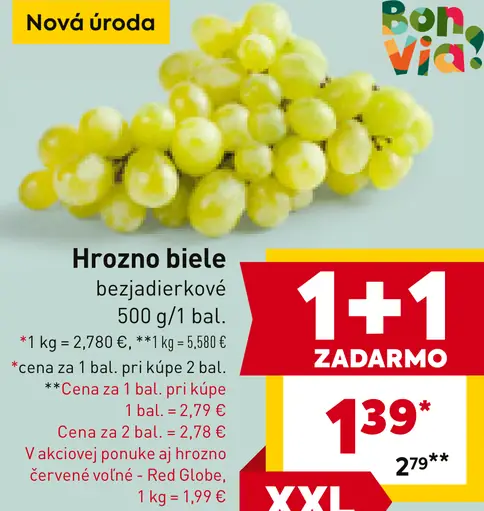 Bon Via hrozno biele bezjadierkové