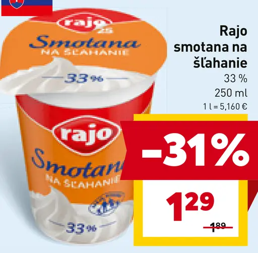 Rajo smotana na šľahanie