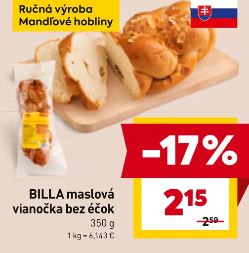 BILLA maslová vianočka bez éčok