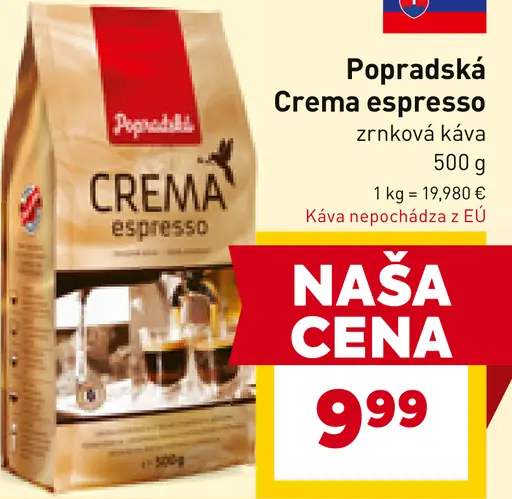 Popradská Crema Espresso zrnková káva