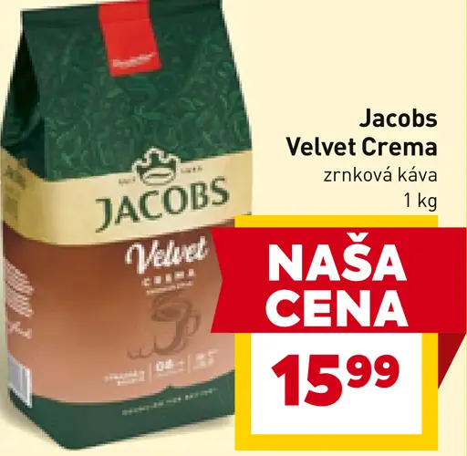 Jacobs Velvet Crema zrnková káva