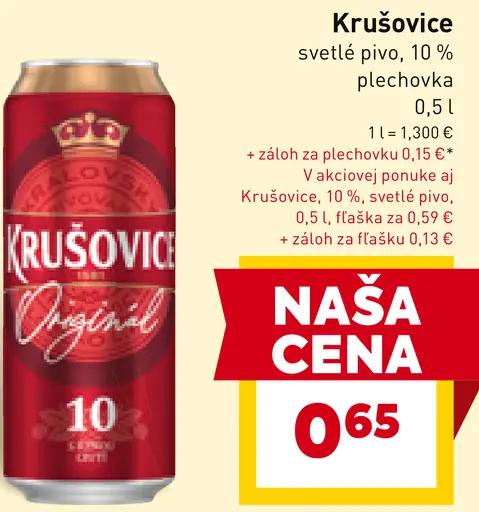 Krušovice svetlé pivo plechovka