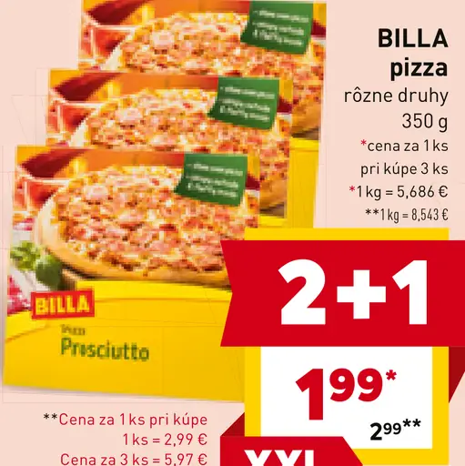 BILLA pizza rôzne druhy