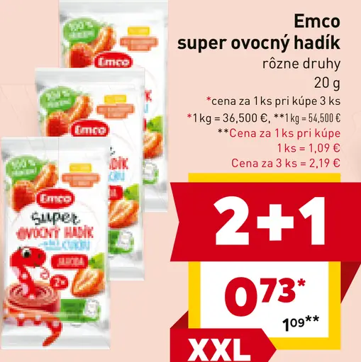 Emco super ovocný hadík rôzne druhy