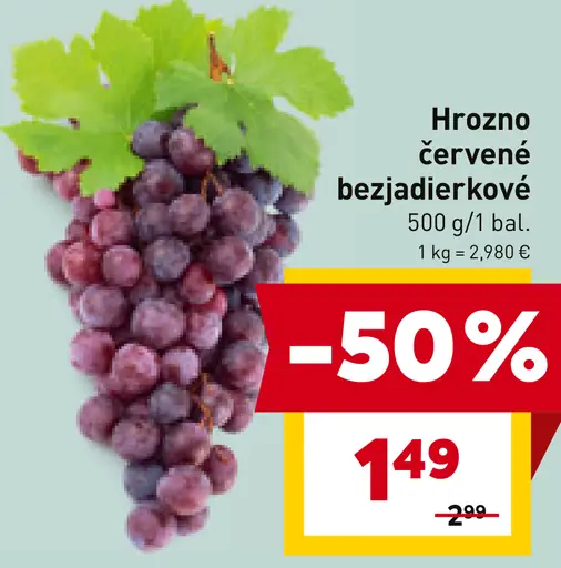 Hrozno červené bezjadierkové