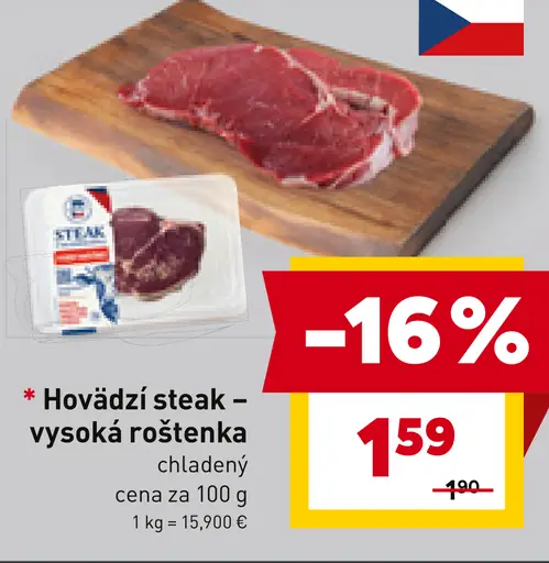 Hovädzí steak - vysoká roštenka Kostelecké uzeniny