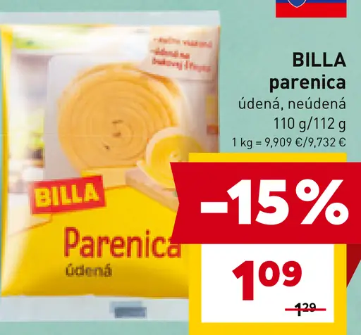 BILLA parenica údená, neúdená