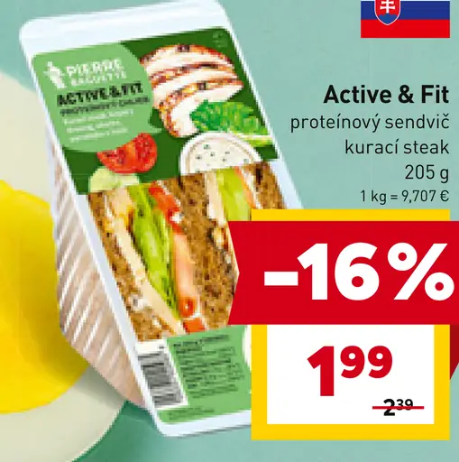 Active & Fit proteínový sendvič kurací steak