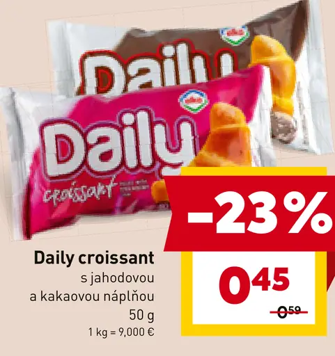 Daily croissant s jahodovou a kakaovou náplňou