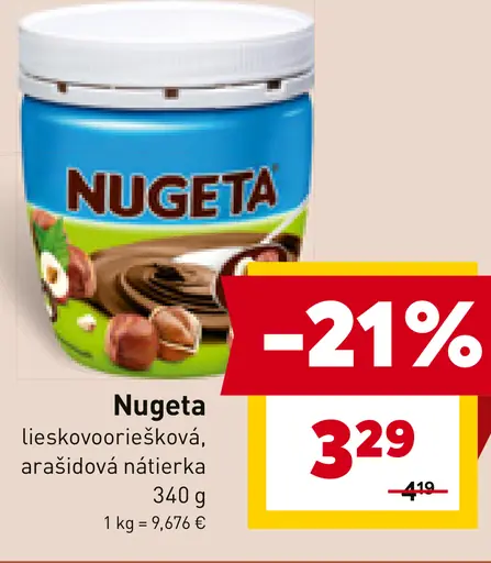 Nugeta lieskovooriešková, arašidová nátierka