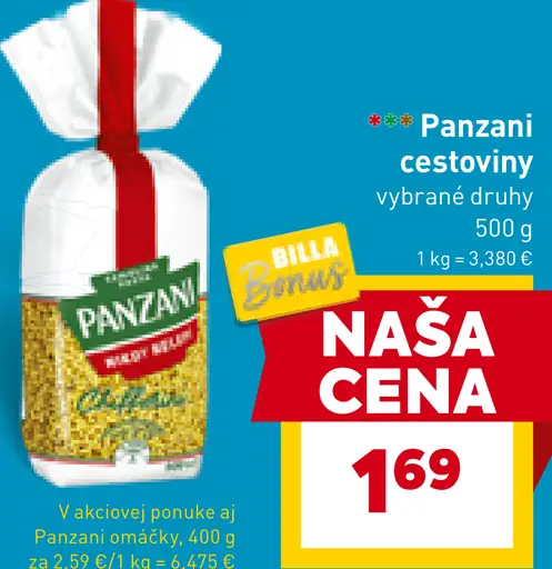 Panzani cestoviny bezvaječné
