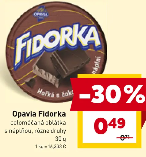 Opavia Fidorka celomáčaná oblátka s náplňou