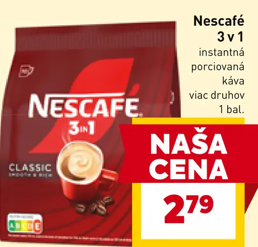 Nescafé 3 v 1 instantná porciovaná káva