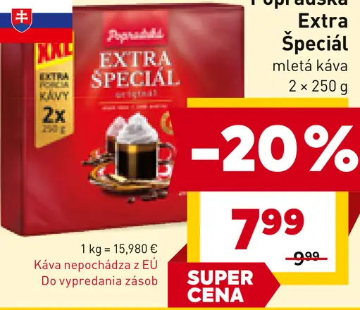 Popradská Extra špeciál originál mletá káva