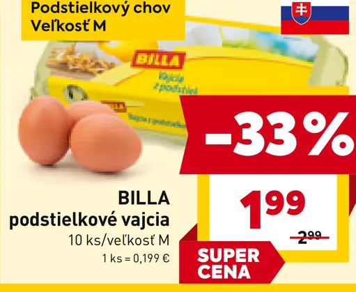 BILLA podstielkové vajcia Veľkosť M
