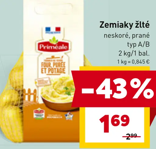 Zemiaky žlté neskoré prané typ A/B