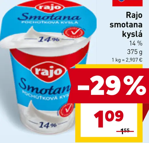 Rajo smotana kyslá 14%