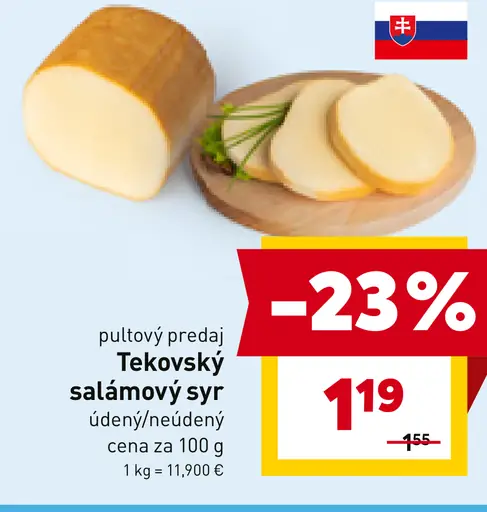 Tekovský salámový syr údený, neúdený