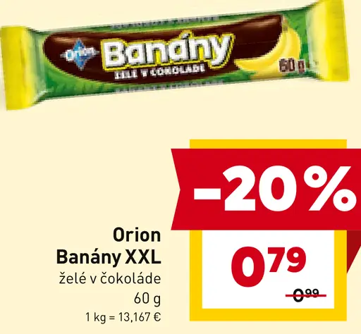 Orion Banány XXL želé v čokoláde
