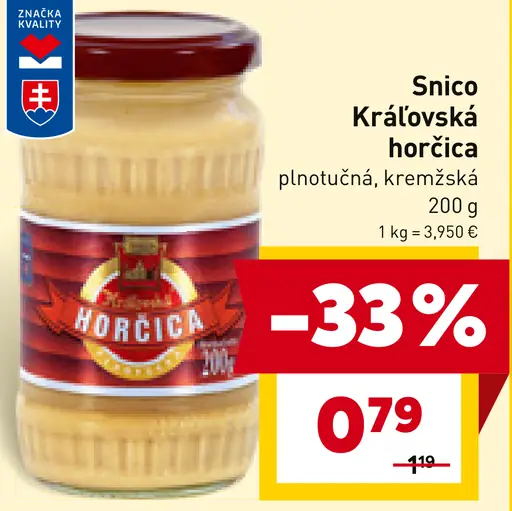 Snico Kráľovská horčica plnotučná kremžská