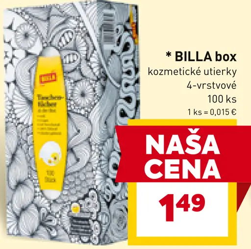 BILLA box kozmetické utierky