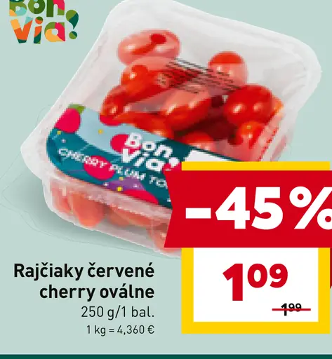 Bon Via rajčiaky červené cherry oválne