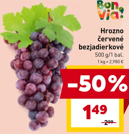 Hrozno červené bezjadierkové