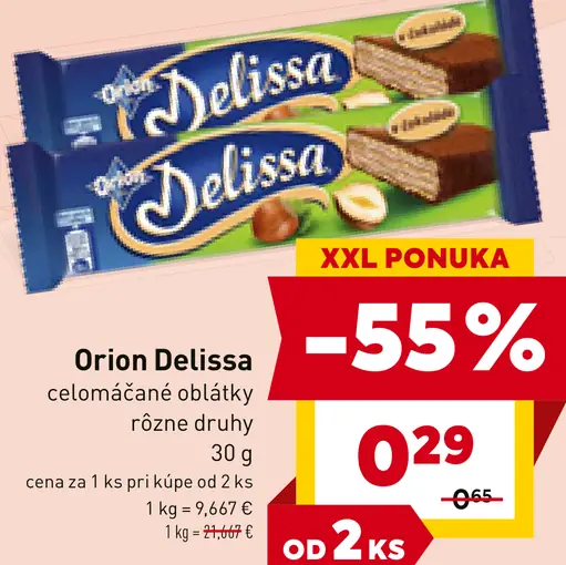 Orion Delissa celomáčané oblátky