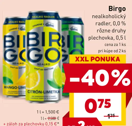 Birgo nealkoholický radler plechovka
