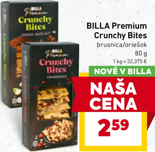 BILLA Premium Crunchy Bites brusnica/oriešok