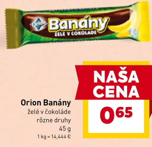 Orion Banány XXL želé v čokoláde
