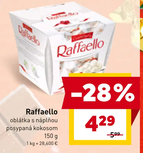 Raffaello oblátka s náplňou posypaná kokosom